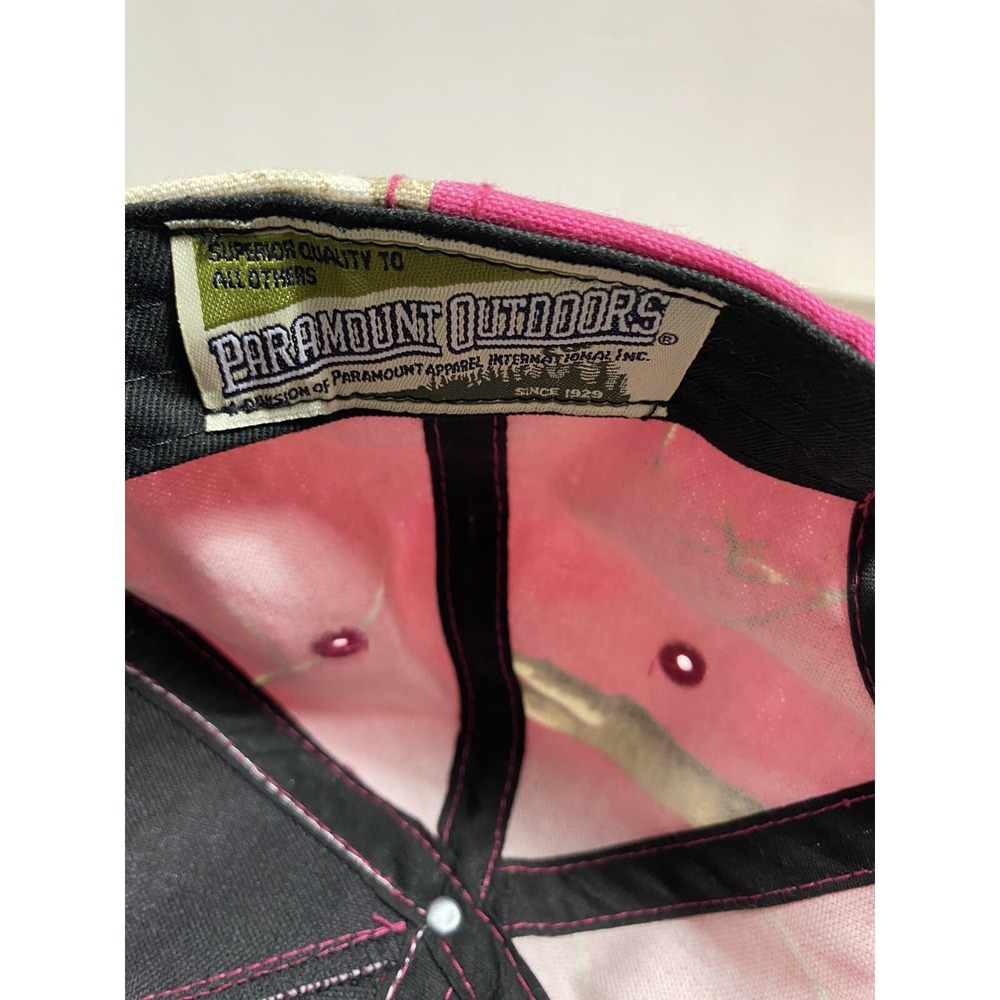 VTG Duck Commander‎ Pink Camo Hat Black Lace Overlay distress women's Adjustable - Picture 5 of 6